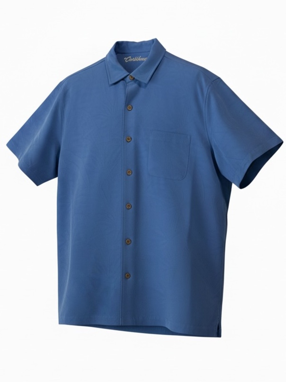 Caribbean Men's Short-Sleeve Button-Down Shirt in Blue